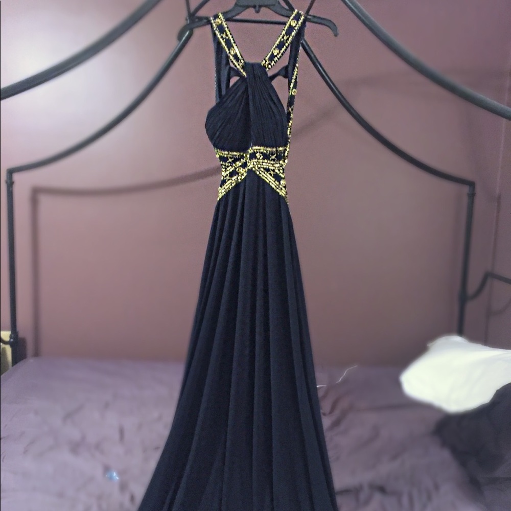 Beaded Open Back Prom Dress